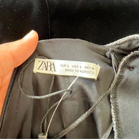 Zara Silver Glittery Knot Front Shoulder Padded Cocktail Holiday Dress NWOT - Picture 10 of 10